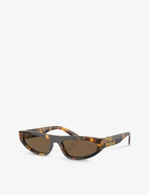 Miu Miu Womens  Mu 07zs Irregular-frame Acetate Sunglasses In Yellow
