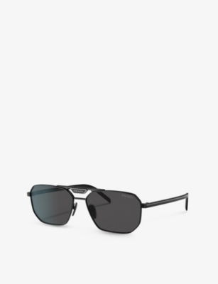 Prada Womens  Pr 14ys Rectangle-frame Metal Sunglasses In Black