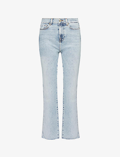 7 FOR ALL MANKIND: Slim Kick crystal-embellished mid-rise stretch-denim jeans