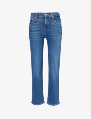 7 FOR ALL MANKIND: The Straight Crop slim-leg mid-rise stretch-denim jeans