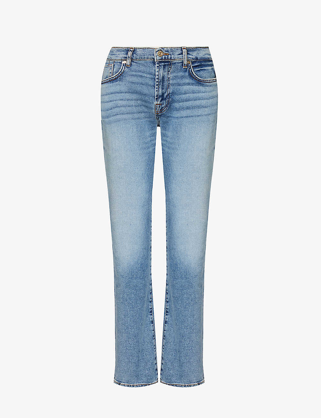 7 For All Mankind Ellie Faded-wash Straight-leg Mid-rise Stretch-denim Jeans In Blue