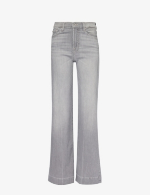 7 For All Mankind Modern Dojo Flared Mid-rise Stretch-denim Jeans In Phantom