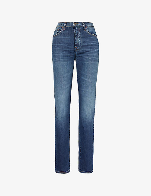 7 FOR ALL MANKIND: Easy Slim straight-leg mid-rise stretch-denim jeans