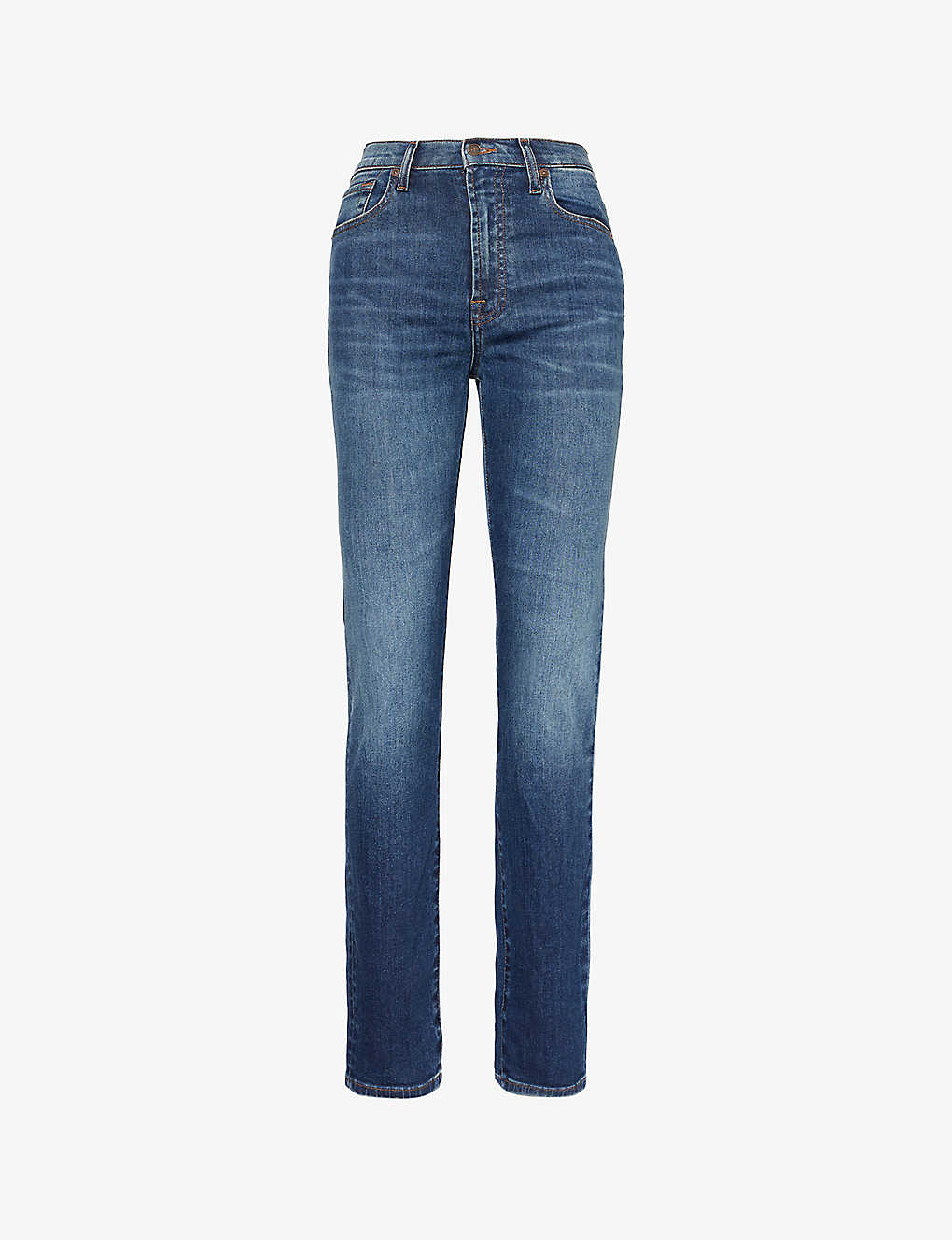 7 For All Mankind Easy Slim Straight-leg Mid-rise Stretch-denim Jeans In Blue