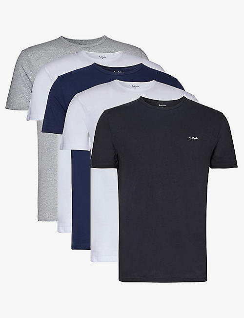 PAUL SMITH: Logo-print pack of five organic-cotton T-shirts