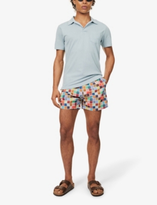 Shop Paul Smith Mens Multi-coloured Square Graphic-print Recycled-polyester Swim Shorts