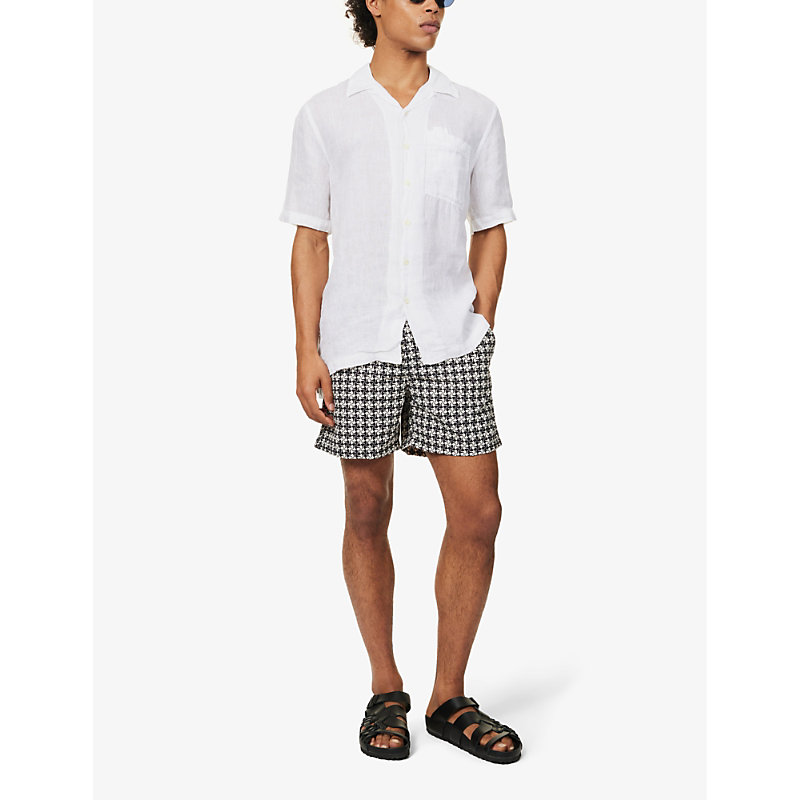 Shop Paul Smith Mens White Tessellate Graphic-print Recycled-polyester Swim Shorts