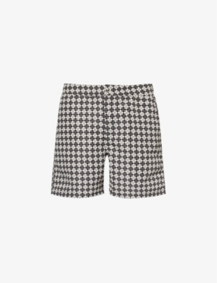 PAUL SMITH PAUL SMITH MENS WHITE TESSELLATE GRAPHIC-PRINT RECYCLED-POLYESTER SWIM SHORTS