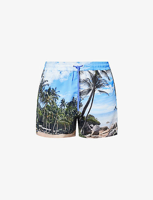 PAUL SMITH: Paradise graphic-print recycled-polyester swim shorts