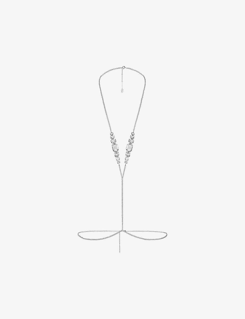 Swarovski Womens Crystal X Skims V-shape Stainless-steel Body Chain