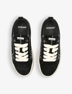 Shop Represent Men's Blk/white Htn Chunky-lace Woven Low-top Trainers