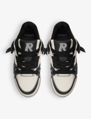 Shop Represent Men's Blk/white Studio Panelled Leather Mid-top Trainers