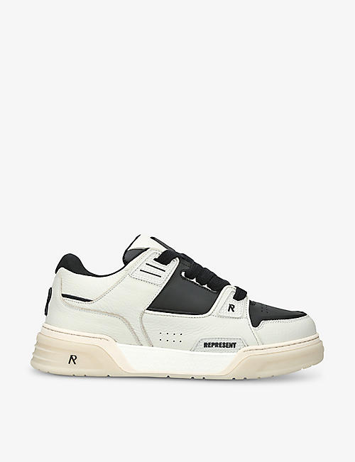 REPRESENT: Studio panelled leather mid-top trainers