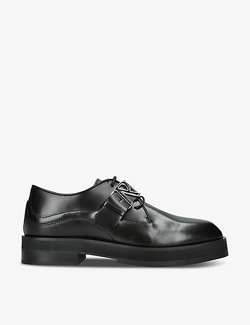 REPRESENT: Buckle-embellished leather Derby shoes