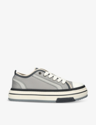 REPRESENT REPRESENT MEN'S GREY HTN CHUNKY-LACE WOVEN LOW-TOP TRAINERS 