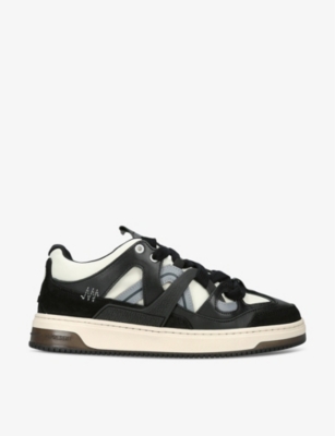 Shop Represent Men's Blk/other Bully Contrast-panel Leather Low-top Trainers