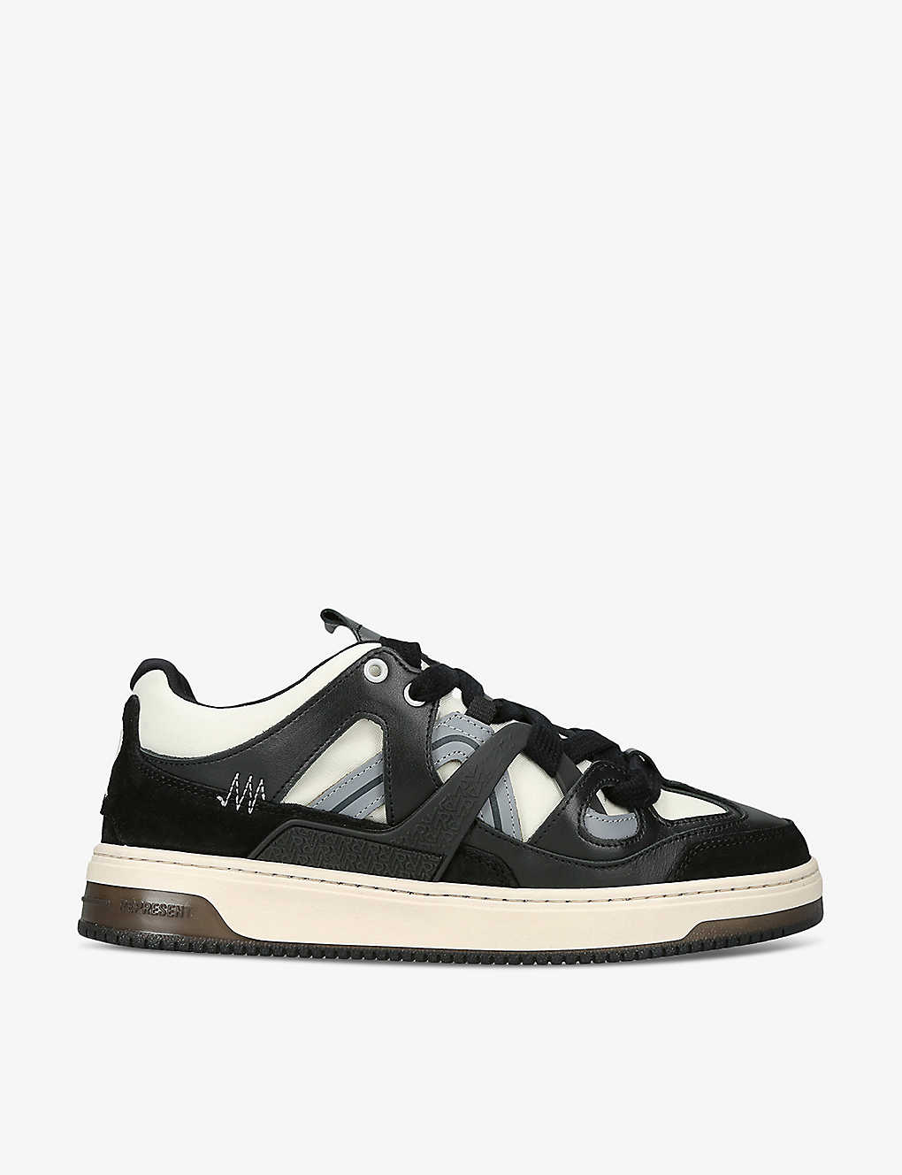 Shop Represent Bully Contrast-panel Leather Low-top Trainers In Blk/other