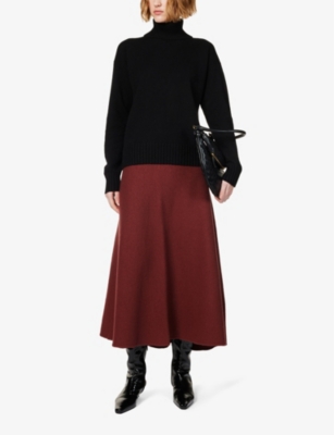 Shop Jil Sander Women's Sumac Asymmetric Mid-rise Wool Midi Skirt