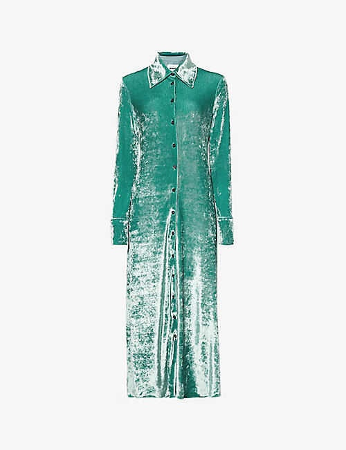 JIL SANDER: Velvet-textured regular-fit stretch-woven midi dress