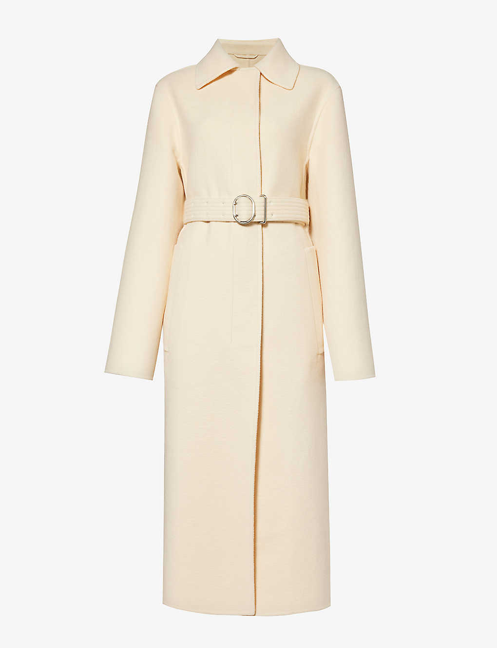 Jil Sander Womens Champagne Belted Brushed-texture Wool And Cashmere-blend Coat