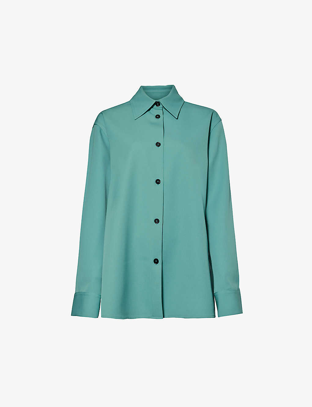 Shop Jil Sander Women's Verdigris Split-hem Regular-fit Wool Shirt In Blue