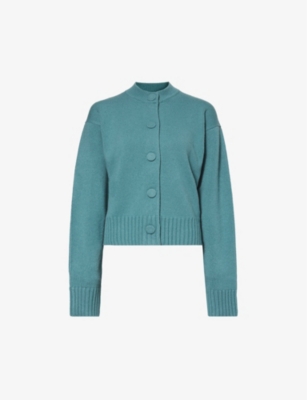 Jil Sander Crew-neck Cashmere Cardigan In Ocean