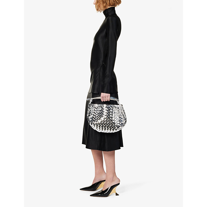 Shop Jil Sander Women's Black Turtleneck Slim-fit Stretch-woven Mini Dress