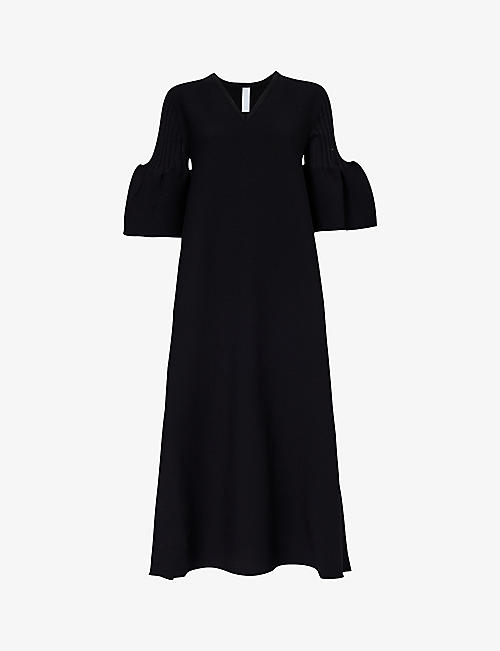 CFCL: Pottery bell-sleeve recycled-polyester midi dress
