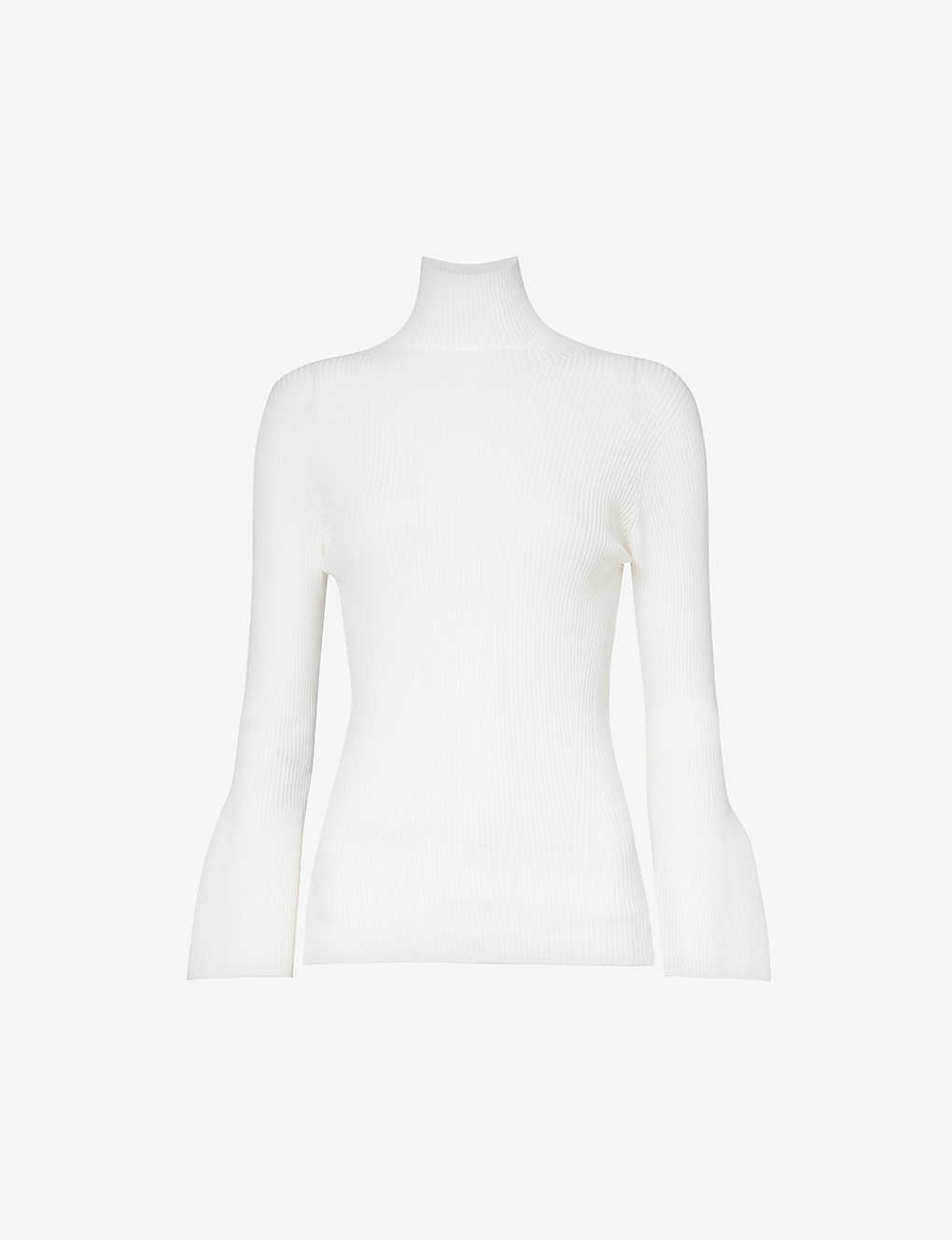 Cfcl Womens White High-neck Flared-sleeve Knitted Top