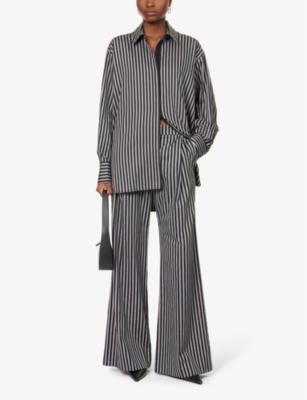 Shop Camilla And Marc Women's Ecru And Black Stripe Cassius Striped Cotton Shirt In Monochrome