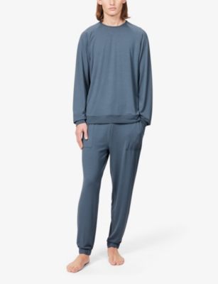Shop Paul Smith Mens Blue Harry Brand-patch Relaxed-fit Stretch-jersey Sweatshirt
