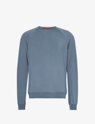 Paul Smith Mens Blue Harry Brand-patch Relaxed-fit Stretch-jersey Sweatshirt