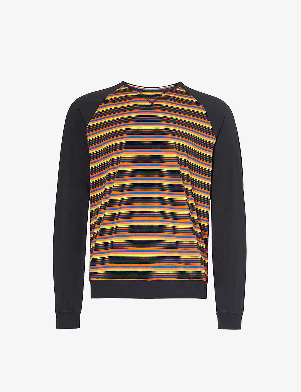 Paul Smith Mens Black Striped Contrast-trim Stretch-cotton Sweatshirt