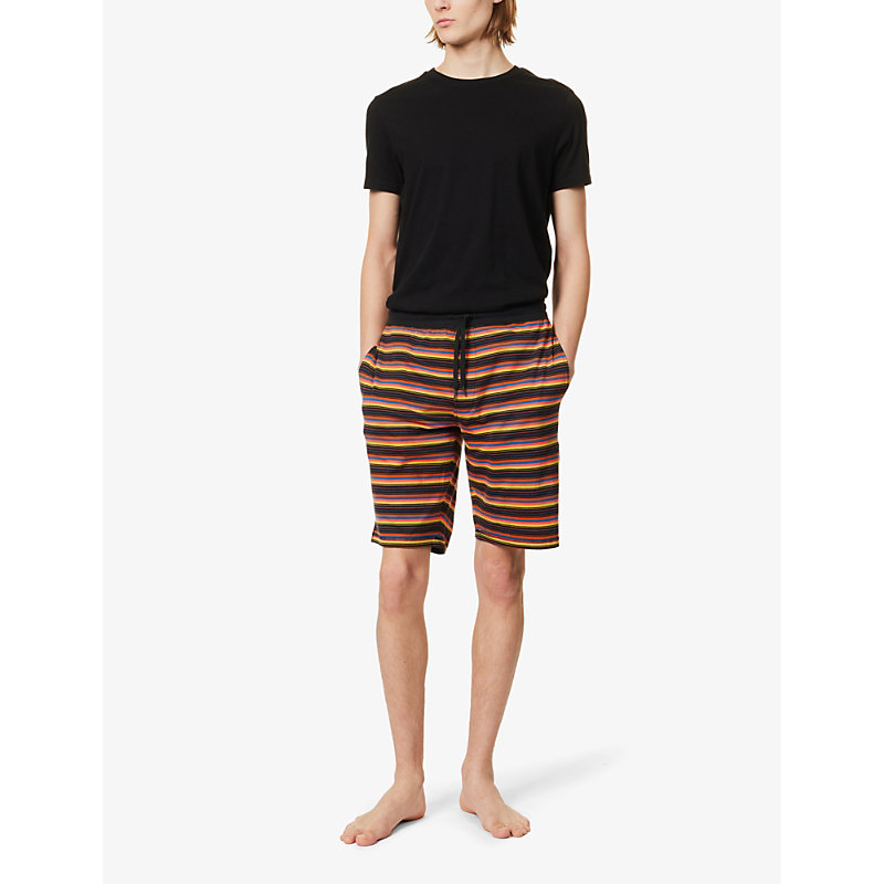 Shop Paul Smith Andy Striped Stretch-cotton Shorts In Black