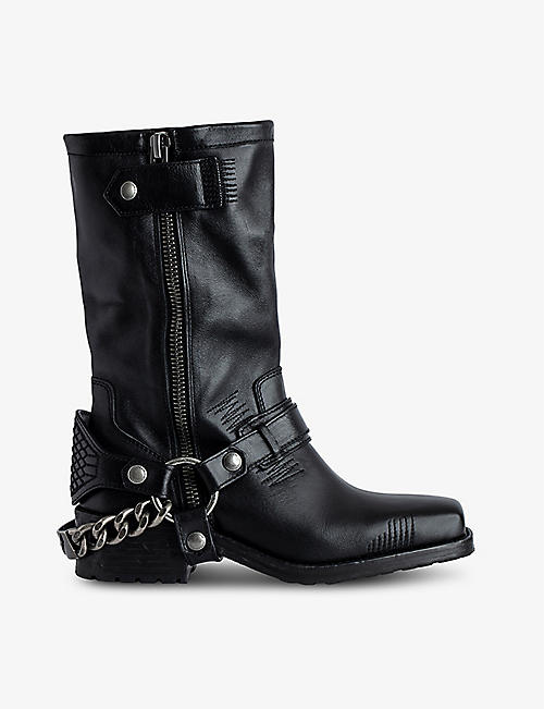 ZADIG&VOLTAIRE: Igata metal-chain leather ankle boots