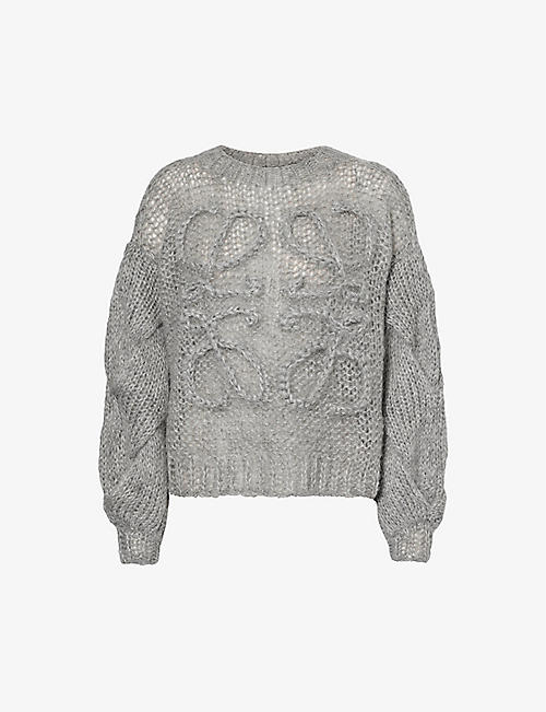 LOEWE: Anagram-pattern dropped-shoulder wool-blend knitted jumper