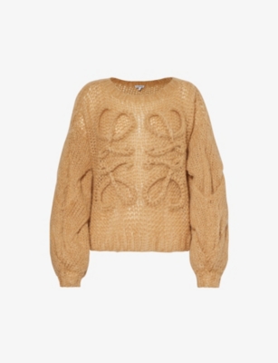 Loewe Anagram-logo Oversized Mohair-blend Sweater In Light Camel