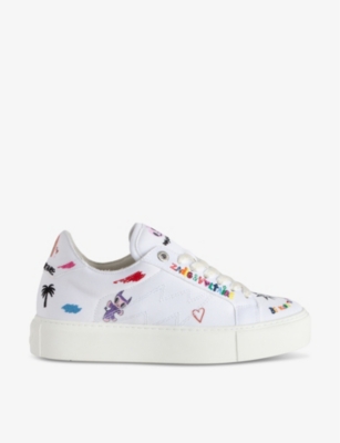 Zadig & Voltaire Women's La Flash Embellished Lace Up Low Top Sneakers In Blanc