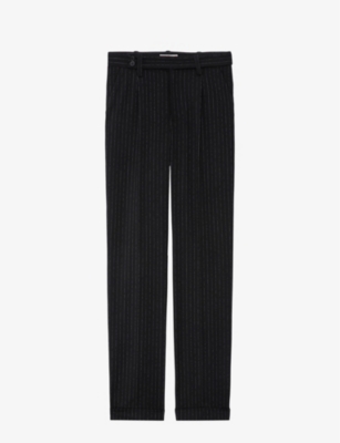 Zadig & Voltaire Zadig&voltaire Womens Noir Pura High-rise Pinstripe Stretch-woven Trousers