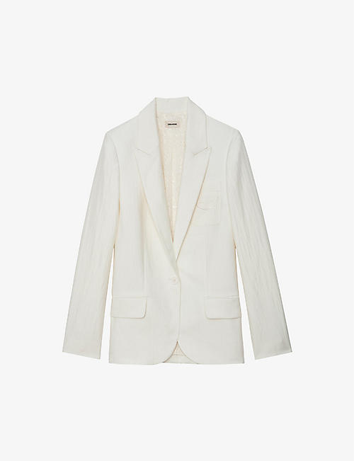ZADIG&VOLTAIRE: Vow logo-embroidered single-breasted linen blazer