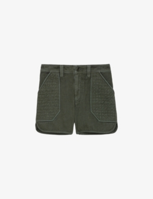 Zadig & Voltaire Sei Twill Mini Shorts In Kaki