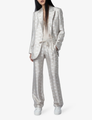 Shop Zadig & Voltaire Zadig&voltaire Womens Scout Pomy Drawstring-waist Jacquard Woven Trousers