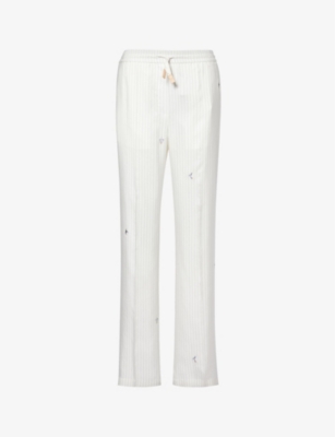 Loewe Womens Multicolor Straight-leg Mid-rise Silk And Cotton-blend Trousers In Multicolor