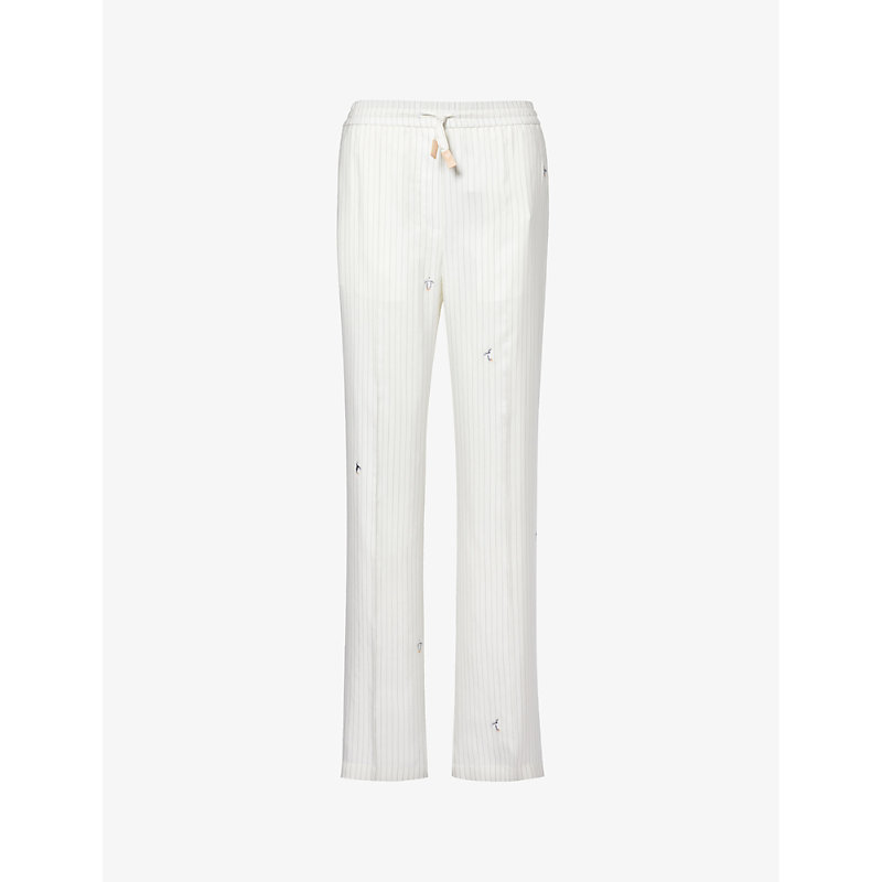 LOEWE LOEWE WOMEN'S MULTICOLOR STRAIGHT-LEG MID-RISE SILK AND COTTON-BLEND TROUSERS