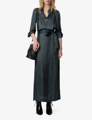 Shop Zadig & Voltaire Zadig&voltaire Women's Nori Ritchil Belted Satin Midi Dress
