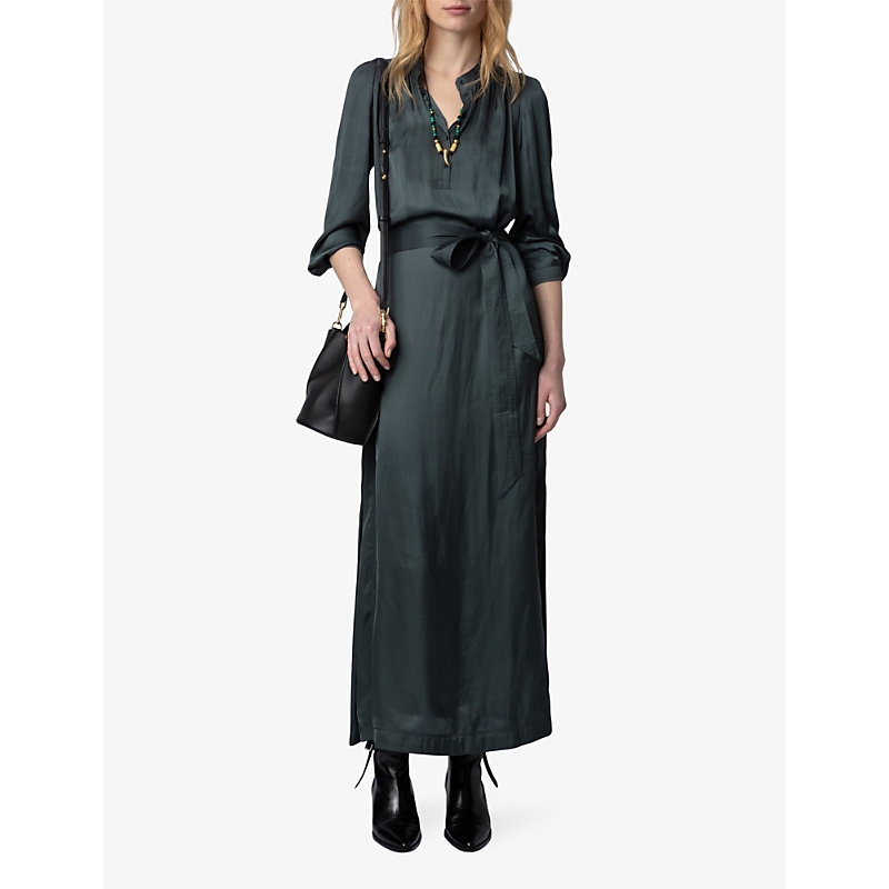Shop Zadig & Voltaire Zadig&voltaire Women's Nori Ritchil Belted Satin Midi Dress