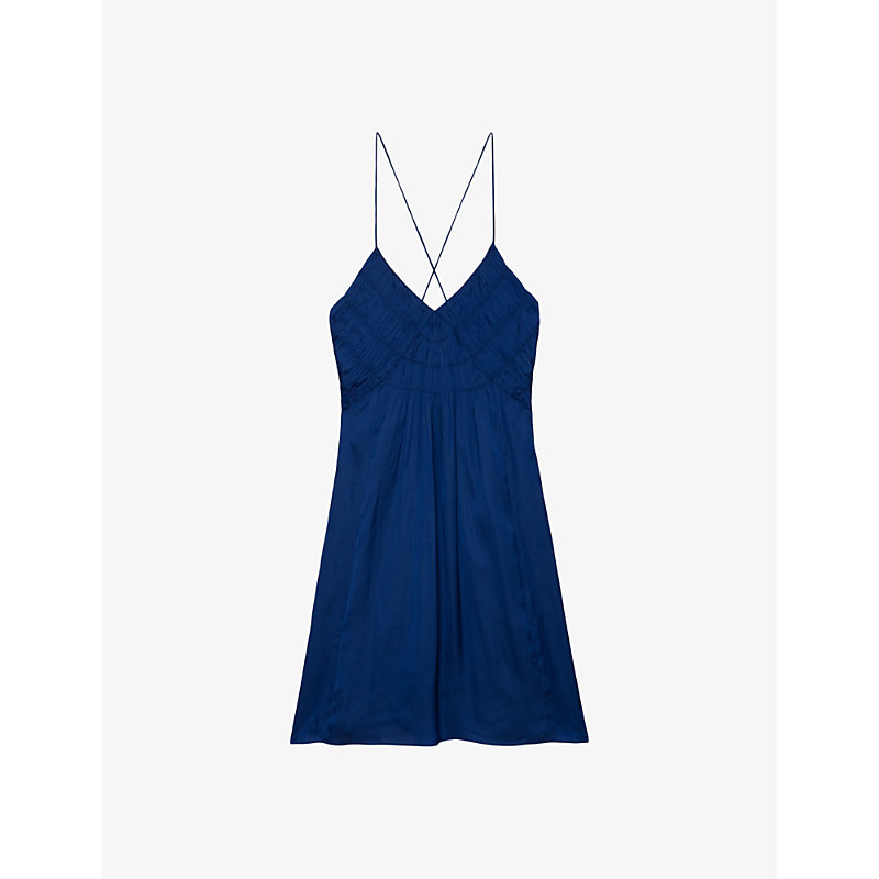 Zadig & Voltaire Zadig&voltaire Womens Deep Sea Rayonna V-neck Recycled-polyester Mini Dress