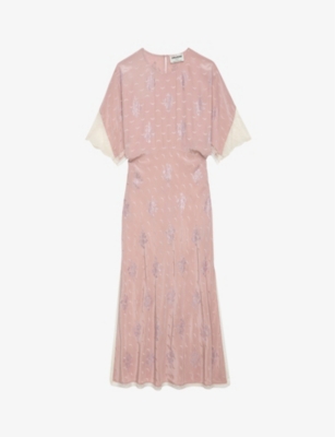 Shop Zadig & Voltaire Zadig&voltaire Womens Primerose Jacquard Crystal-embellished Silk Midi Dress