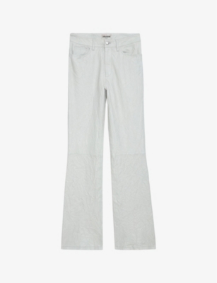 Zadig & Voltaire Pistol Crinkled Leather Trousers In White