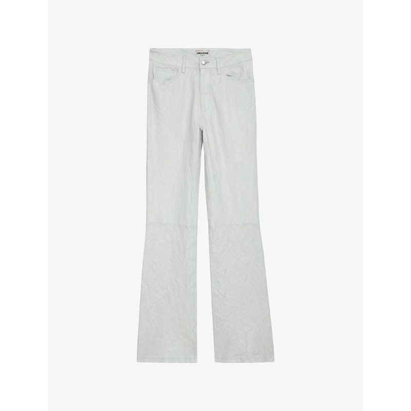 Zadig & Voltaire Pistol Crinkled Leather Trousers In White